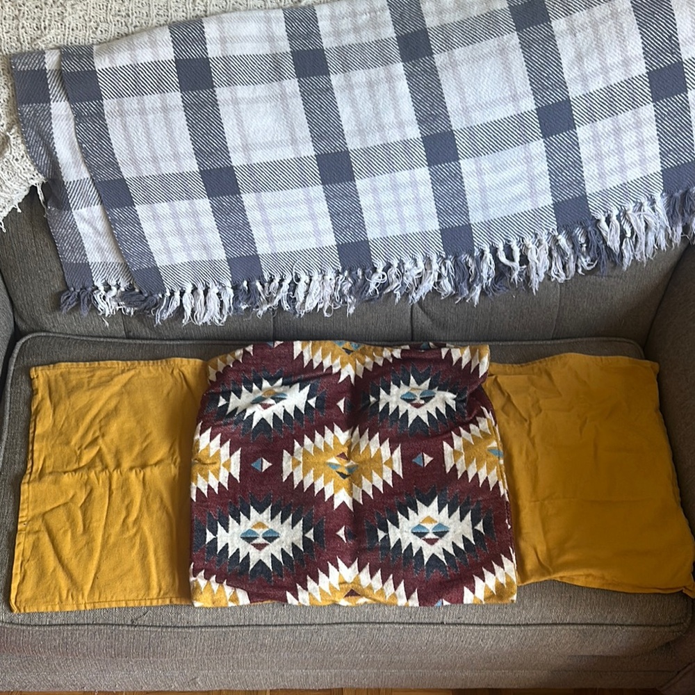 2 Mustard and 1 Burgundy Accent Pillow Cases